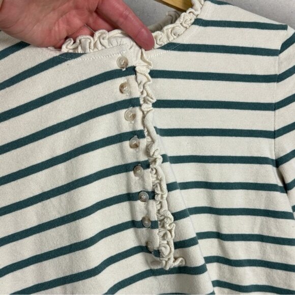 Sezane Gael Marinere Top Striped Henley Size Small French Nautical Stripe Ruffle - Picture 7 of 15